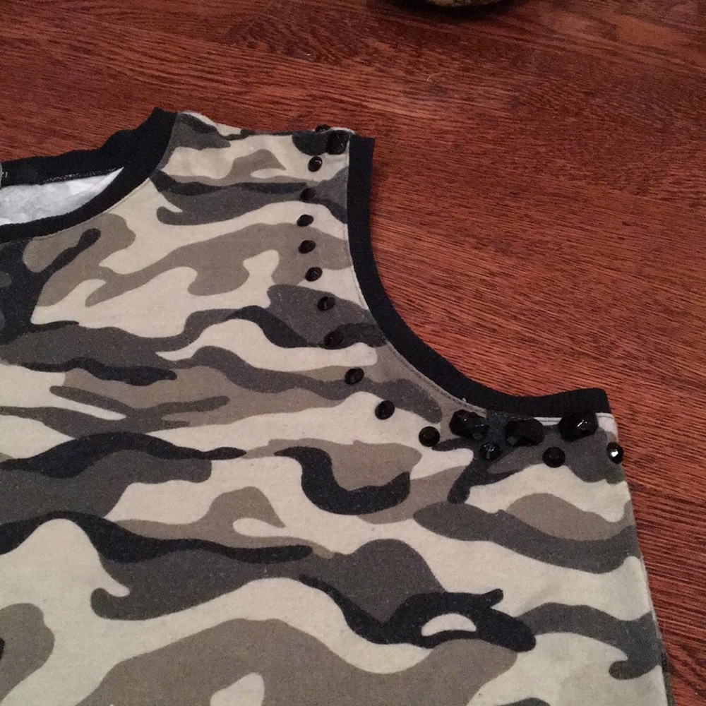embellished camo tank top